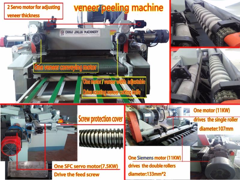 Jinlun Hot Sale 1300 mm Torno descascador de folheado de madeira
